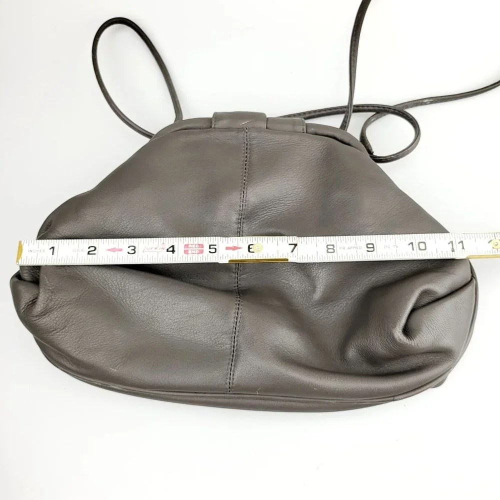 ASPECTS Grey Leather Crossbody Bag Thin Strap Basic Minimal Made in KOREA - Picture 8 of 14